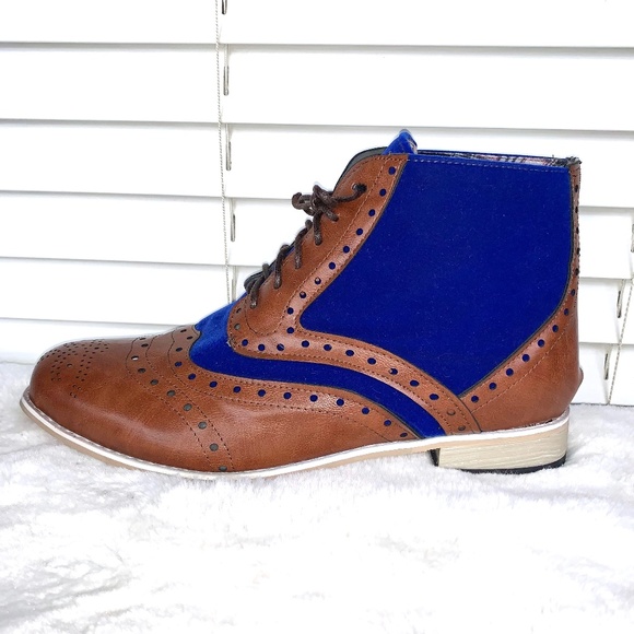 Custom Made Other - Custom Made Ankle Boots Blue Velvet/Brown